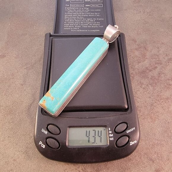 David Troutman Silver Creations Long Blue Turquoise Statement Pendant - Picture 8 of 8